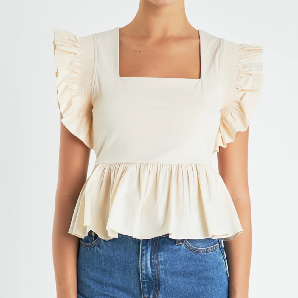 English Factory- Square Neckline Ruffled Top NWT